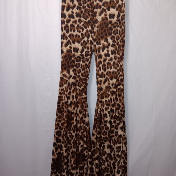 FASHION NOVA SHEER FLARE LEG ANIMAL PRINT PANTS - Picture 4 of 16